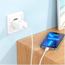 Зарядний пристрій HOCO C104A USB-C PD20W + cable USB-C to Lightning white (6931474782908) - Фото