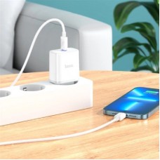 Зарядний пристрій HOCO C104A USB-C PD20W + cable USB-C to Lightning white (6931474782908) - Фото