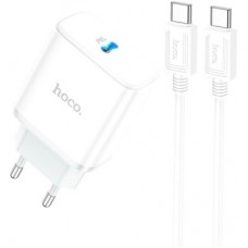 Зарядний пристрій HOCO C104A USB-C PD20W + cable USB-C to USB-C white (6931474782915) - Фото