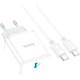 Зарядний пристрій HOCO C104A USB-C PD20W + cable USB-C to USB-C white (6931474782915)