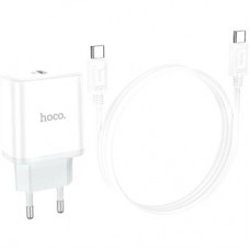 Зарядний пристрій HOCO C104A USB-C PD20W + cable USB-C to USB-C white (6931474782915) - Фото