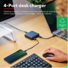 Зарядний пристрій Trust 3xUSB-C + USB-A 100 W PD black (25242_TRUST) - Фото