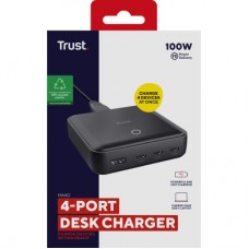 Зарядний пристрій Trust 3xUSB-C + USB-A 100 W PD black (25242_TRUST) - Фото
