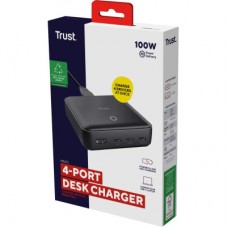 Зарядний пристрій Trust 3xUSB-C + USB-A 100 W PD black (25242_TRUST) - Фото