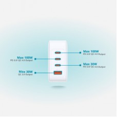 Зарядний пристрій D-Link 3xUSB-C + 1xUSB-A 100W GaN white (DCP-101) - Фото