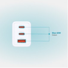 Зарядний пристрій D-Link 2xUSB-C + 1xUSB-A 65 W GaN white (DCP-651) - Фото