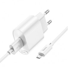 Зарядний пристрій HOCO C109A Fighter USB QC3.0 + cable Micro 5P White (6931474784827) - Фото