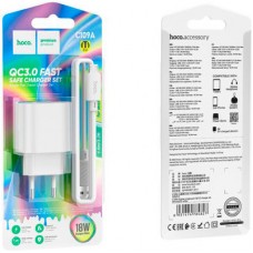 Зарядний пристрій HOCO C109A Fighter USB QC3.0 + cable Micro 5P White (6931474784827) - Фото