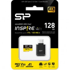 Карта памяти Silicon Power 128GB microSDXC class 10 UHS-I U3 V30 A1 Inspire (SP128GBSTXLV3V1NSP) - Фото