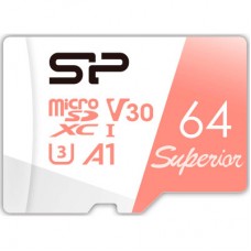 Карта памяти Silicon Power 64GB microSDXC class 10 UHS-I U3 V30 A1 Superior (SP064GBSTXDV3V20SP) - Фото