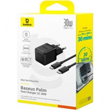 Зарядний пристрій Baseus Palm Fast Charger 1C 30 W + Cable 1.0m Type-C 60 W black (P10111605113-01) - Фото