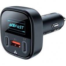 Зарядний пристрій Acefast B5 Car Charger 2xUSB-C + 1xUSB-A 101W OLED smart display Metal Black (6974316281436) - Фото