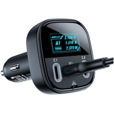 Зарядний пристрій Acefast B5 Car Charger 2xUSB-C + 1xUSB-A 101W OLED smart display Metal Black (6974316281436) - Фото
