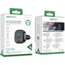 Зарядний пристрій Acefast B5 Car Charger 2xUSB-C + 1xUSB-A 101W OLED smart display Metal Black (6974316281436) - Фото