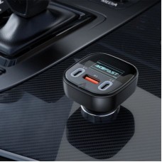 Зарядний пристрій Acefast B5 Car Charger 2xUSB-C + 1xUSB-A 101W OLED smart display Metal Black (6974316281436) - Фото