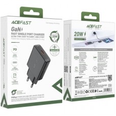 Зарядний пристрій Acefast A65 USB-C PD20W GaN ultra-thin Black (6974316282686) - Фото