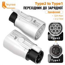 Перехідник адаптер з  type2 (IEC62196-2 ) на type1 (J1772) для зарядки електроавто 32A 7kW із замком