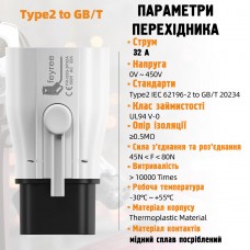 Перехідник Feyree з Type 2 to GBT для електромобілів з Китаю (7.4 кВт.32A)
