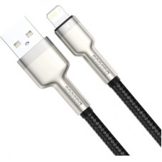 Дата кабель USB 2.0 AM to Lightning 1.0m Cafule Metal 2.4A black Baseus (CALJK-A01) - Фото