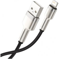Дата кабель USB 2.0 AM to Lightning 1.0m Cafule Metal 2.4A black Baseus (CALJK-A01) - Фото
