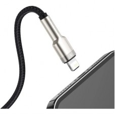 Дата кабель USB 2.0 AM to Lightning 1.0m Cafule Metal 2.4A black Baseus (CALJK-A01) - Фото