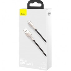 Дата кабель USB 2.0 AM to Lightning 1.0m Cafule Metal 2.4A black Baseus (CALJK-A01) - Фото