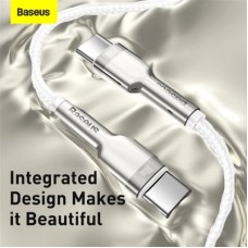 Дата кабель USB-C to USB-C 2.0 mCafule Metal PD 100W white Baseus (CATJK-D02) - Фото