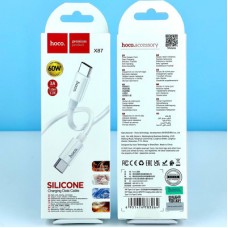 Дата кабель USB-C to USB-C 1.0m Magic silicone PD 60 W X87 white HOCO (6931474783264) - Фото