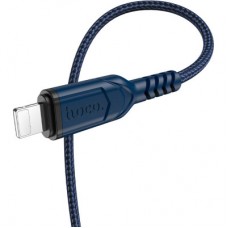 Дата кабель USB 2.0 AM to Lightning 1.0m 2.4A nylon X59 blue HOCO (6931474744883) - Фото