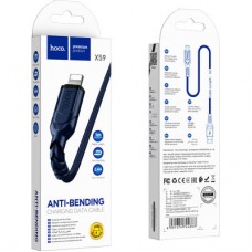 Дата кабель USB 2.0 AM to Lightning 1.0m 2.4A nylon X59 blue HOCO (6931474744883) - Фото