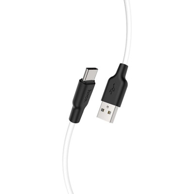 Дата кабель USB 2.0 AM to USB-C 1.0m 3 A silicone black+white HOCO (6931474711915)