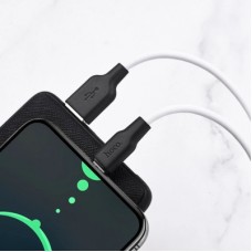 Дата кабель USB 2.0 AM to USB-C 1.0m 3 A silicone black+white HOCO (6931474711915) - Фото