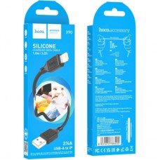 Дата кабель USB 2.0 AM to Lightning 1.0m silicone black HOCO (6931474788405) - Фото