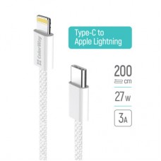 Дата кабель USB-C to Lightning 2.0m PD 27W braided gray ColorWay (CW-CBPDCL068-GR) - Фото