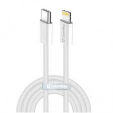 Дата кабель USB-C to Lightning 2.0m PD 27W braided gray ColorWay (CW-CBPDCL068-GR) - Фото