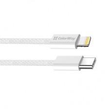 Дата кабель USB-C to Lightning 2.0m PD 27W braided gray ColorWay (CW-CBPDCL068-GR) - Фото