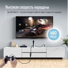 Дата кабель USB 2.0 AM/AF 1.8m black ColorWay (CW-CBUF076-BK) - Фото