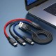 Дата кабель USB 2.0 AM to Lightning + Micro 5P + USB-C 1.0m 2A nylon black+red+blue HOCO (6931474768636)