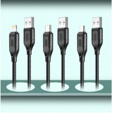 Дата кабель USB 2.0 AM to Lightning 1.0m braided black XO (NB235_L_Black) - Фото