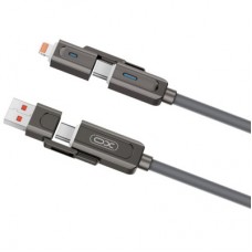 Дата кабель USB 2.0 AM to USB-C + USB 2.0 AM to Lightning 1.0m 60W gray XO (NB275_4-in-1_Gray) - Фото