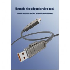 Дата кабель USB 2.0 AM to USB-C + USB 2.0 AM to Lightning 1.0m 60W gray XO (NB275_4-in-1_Gray) - Фото