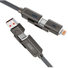 Дата кабель USB 2.0 AM to USB-C + USB 2.0 AM to Lightning 1.0m 60W gray XO (NB275_4-in-1_Gray) - Фото