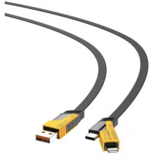 Дата кабель USB 2.0 AM to USB-C + USB 2.0 AM to Lightning 1.0m 60W black XO (NB283_4-in-1_Black) - Фото
