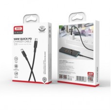 Дата кабель USB-C to USB-C 1.0m 100W braided black XO (NBQ199_С_Black) - Фото