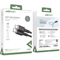 Дата кабель USB-C to USB-C 1.2m 3A 60 W silicone C2-03 black Acefast (6974316280729) - Фото