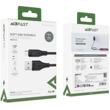 Дата кабель USB 2.0 AM to Micro 5P 1.2m 2.4A TPE C3-09 black Acefast (6974316280880) - Фото