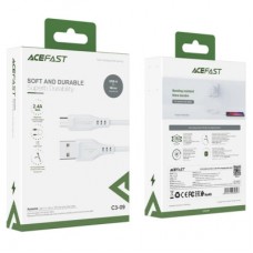 Дата кабель USB 2.0 AM to Micro 5P 1.2m 2.4A TPE C3-09 white Acefast (6974316280897) - Фото