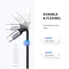 Дата кабель USB-C to USB-C 1.0m US261 3A Alum. Braid Gray\Black Ugreen (50150) - Фото