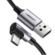 Дата кабель USB 2.0 AM to USB-C 1.0m US284 Angled Alum. Braid Black Ugreen (50941) - Фото