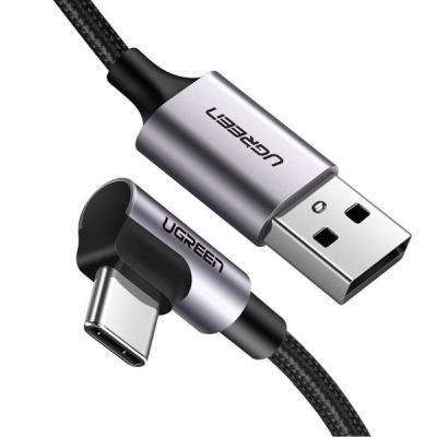 Дата кабель USB 2.0 AM to USB-C 1.0m US284 Angled Alum. Braid Black Ugreen (50941)